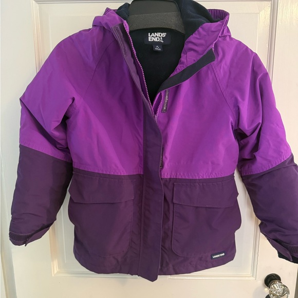 Lands' End Kids Two-Tone Purple Winter Jacket - Picture 1 of 3